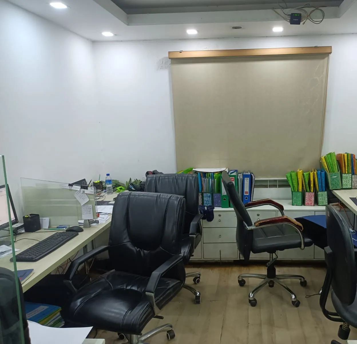Team work area with order files